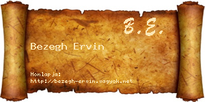 Bezegh Ervin névjegykártya